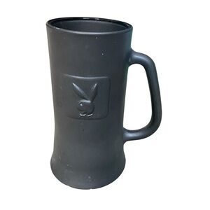 Playboy Bunny Beer Mug Stein Tankard Gray Pewter Interior Glass Raised Logo 6.5"